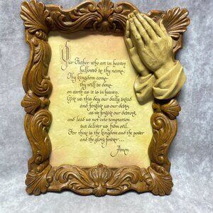 Vintage The Lords Prayer 3D Praying Hands Swag Burwood Wall Decor Religion